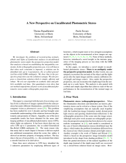 A New Perspective on Uncalibrated Photometric Stereo