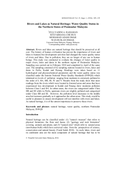 Rivers and Lakes as Natural Heritage: Water Quality Status in