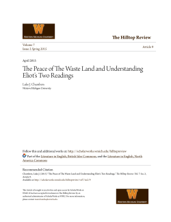 The Peace of The Waste Land and Understanding Eliot`s Two