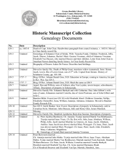 Genealogy Documents - Schenectady County Historical Society