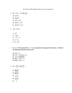 AP Calculus 2003 Multiple Choice Test (non