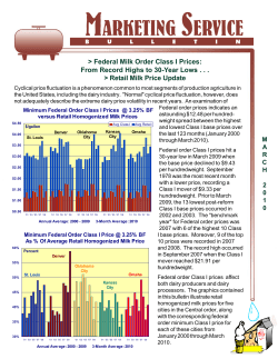 Federal Milk Order Class I Prices: From Record Highs to 30