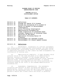 Nursing Chapter 610-X-8 Supp. 9/30/14 8