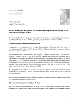 Banco de Espa&ntilde;a designates the systemically important institutions