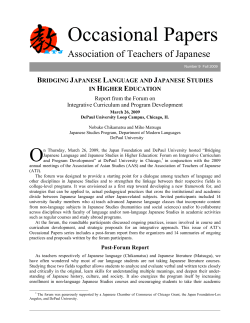 Occasional Papers - American Association of Teachers of Japanese