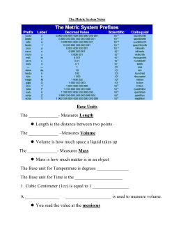 Base Units The ______- Measures Length Length is the