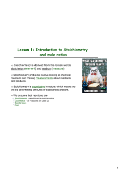 Lesson 1: Introduction to Stoichiometry and mole ratios