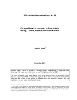 Foreign Direct Investment in South Asia: Policy, Trends, Impact and