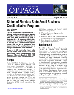 Status of Florida`s State Small Business Credit Initiative