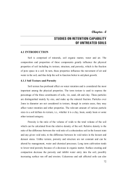 A Study on the Water Retention Characteristics of Soils and their