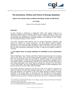 The Economics, Politics and Future of Energy Subsidies