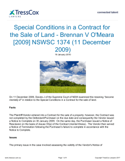 Special Conditions in a Contract for the Sale of Land