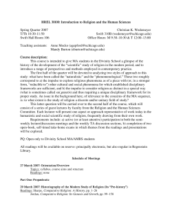 Introduction to Religion and the Human Sciences