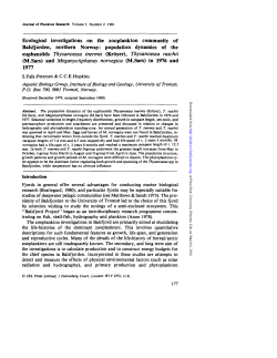 Ecological investigations on the zooplankton community of