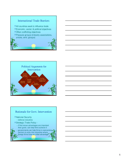 International Trade Barriers Rationale for Govt. Intervention