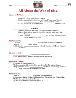 War of 1812 Review WS