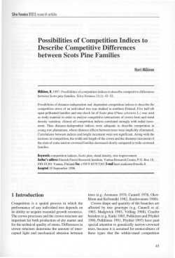 Possibilities of Competition Indices to Describe