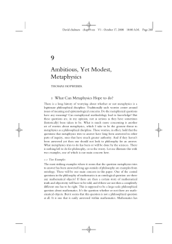 Ambitious, Yet Modest, Metaphysics