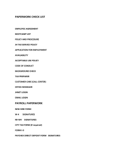 PAPERWORK CHECK LIST PAYROLL