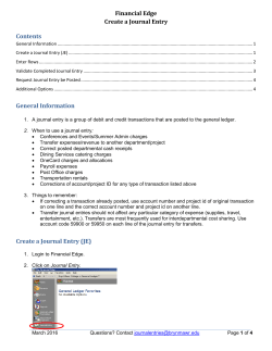 Create a Journal Entry