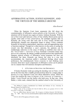 Affirmative Action, Justice Kennedy, and the Virtues of the Middle
