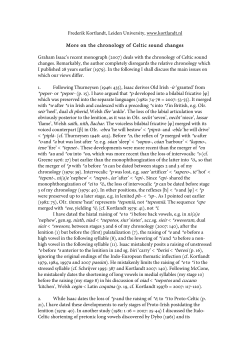 on the chronology of Celtic sound changes