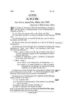 Aliens Act - Federal Register of Legislation