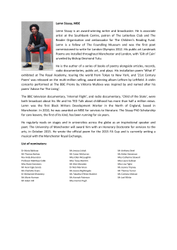 Lemn Sissay, MBE Lemn Sissay is an award