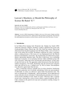 Lawson`s Shoehorn, or Should the Philosophy of Science Be Rated X?