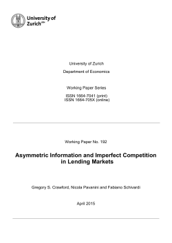 Asymmetric Information and Imperfect Competition in Lending Markets