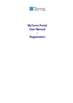 MyTerna Portal User Manual &ndash; Registration