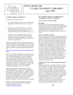 NEWS: FROM THE CLARK UNIVERSITY LIBRARIES April 2008