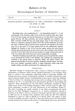 Bulletin of the Seismological Society of America