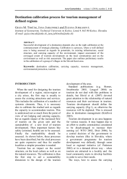 Destination calibration process for tourism