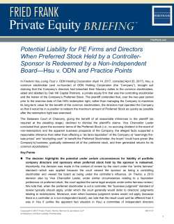 Potential Liability for PE Firms and Directors When Preferred Stock