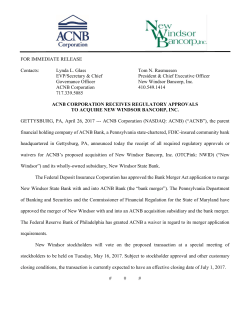 FOR IMMEDIATE RELEASE Contacts: Lynda L. Glass Tom N