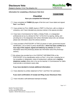Disclosure Veto - Government of Manitoba