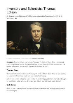 Inventors and Scientists: Thomas Edison