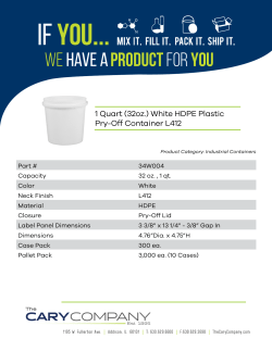 Specs: 1 Quart (32 oz.) White HDPE Plastic Pry
