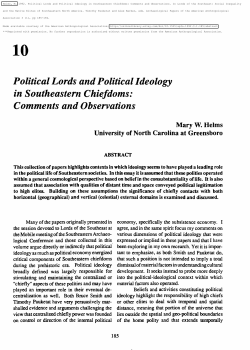 Political Lords and Political Ideology in Southeastern Chiefdoms