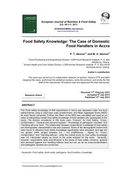 Food Safety Knowledge: The Case of Domestic Food Handlers in