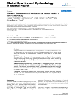 Effects of Transcendental Meditation on mental health: a before