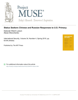 Status Seekers Chinese and Russian Responses to U.S. Primacy