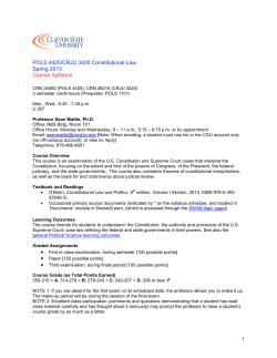 POLS 4425/CRJU 3420 Constitutional Law Spring 2013 Course