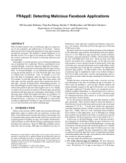 FRAppE: Detecting Malicious Facebook Applications