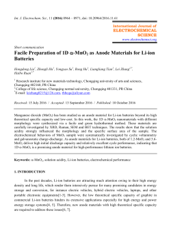 Facile Preparation of 1D &alpha;-MnO2 as Anode Materials for Li