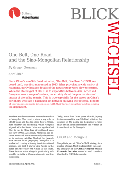 One Belt, One Road and the Sino-Mongolian Relationship