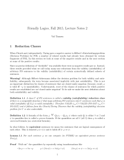 Friendly Logics, Fall 2015, Lecture Notes 2