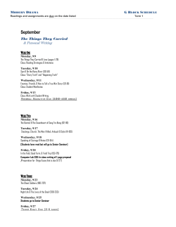 The Things They Carried: G Block Schedule