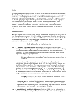 Mission The principal educational purpose of the psychology